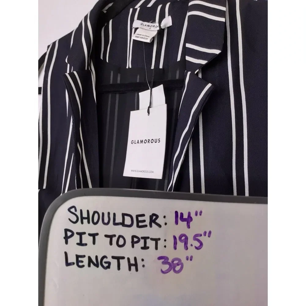 Glamorous Nordstrom Navy Striped Sleeveless Cardigan Women's Size‎ Medium NEW